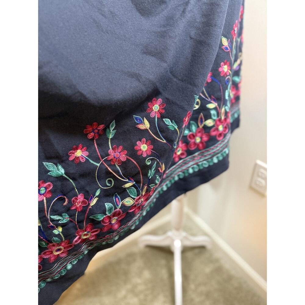 Embroidered Shawl Floral Blue Colorful One Size Boho Cottagecore Hippie Peasant - Picture 4 of 9